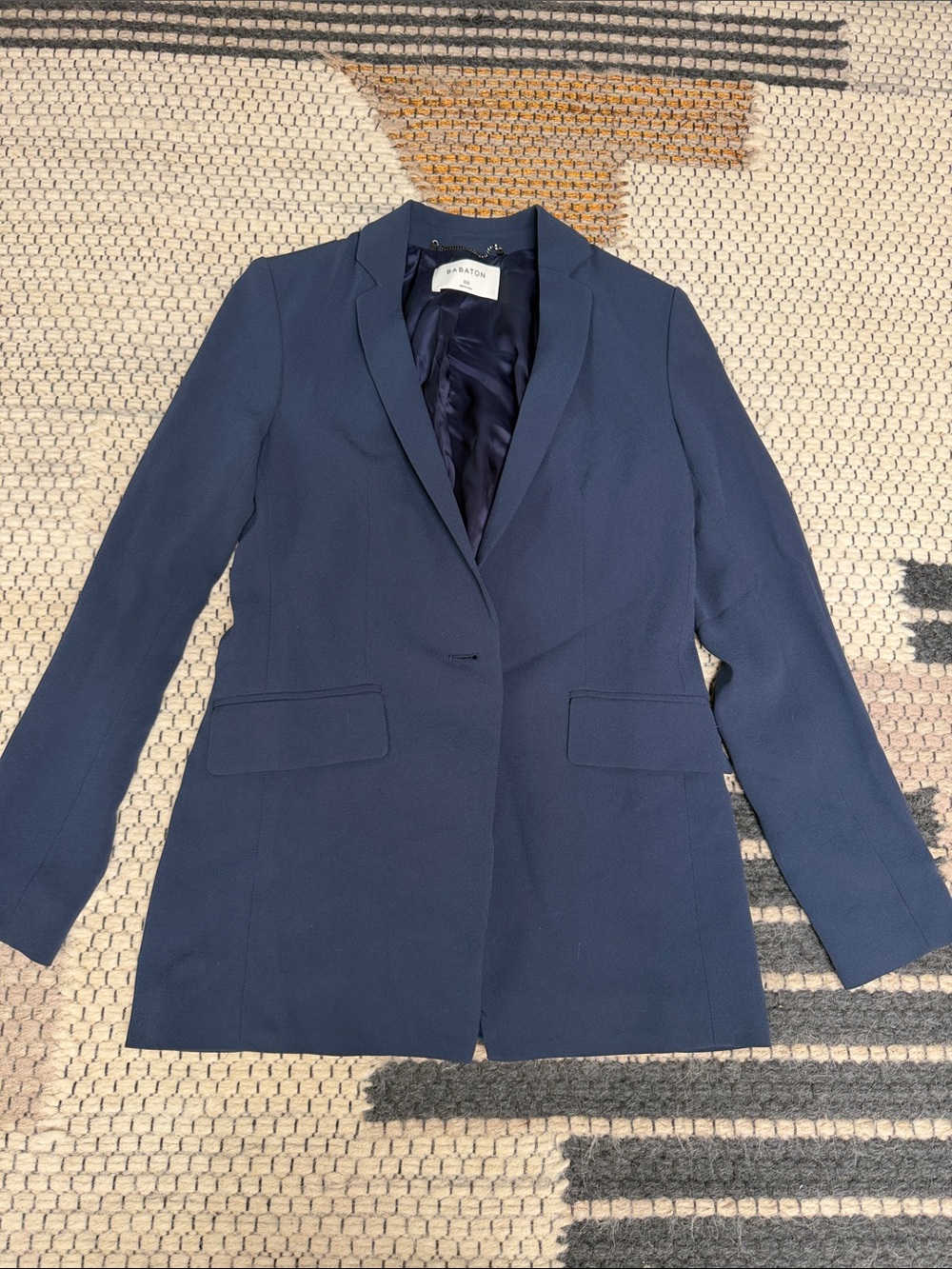 Babaton Navy Single-Button Tailored Blazer